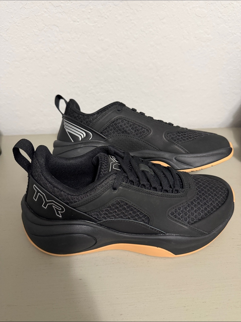 TYR Men's Black Sneakers with Gum Outsole Accent